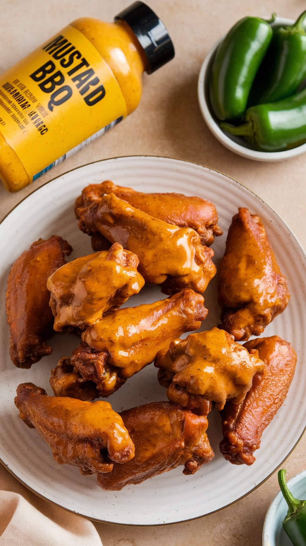 Spicy mustard BBQ sauce with chicken wings