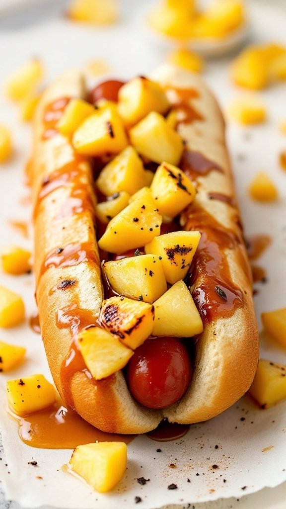 Tangy Pineapple Teriyaki Glaze hot dog